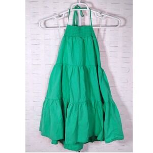 American Eagle Dress Womens Sm Green Tiered‎ Cotton Boho NWT Halter Pockets